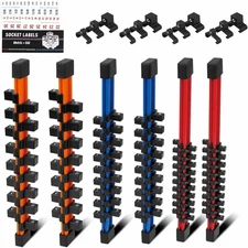 6PC Double Sided Socket Holder Organizer 1/4 3/8 1/2 Driver Shallow Deep Socket