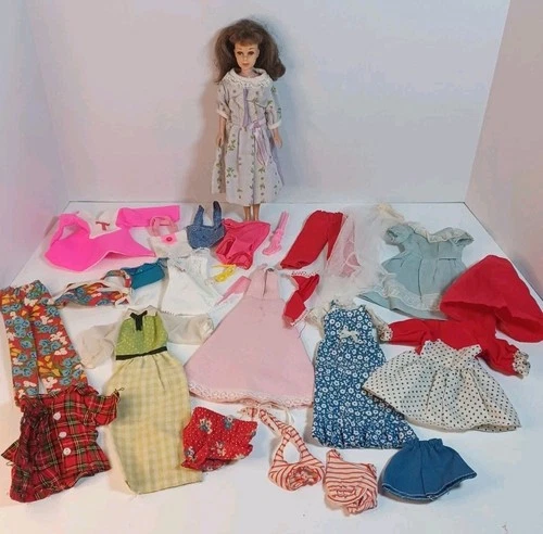 VINTAGE Barbie CUZ FRANCIE HEAD & SKIPPER BODY + LOT OF OLD CLOTHES  DOLL MATTEL