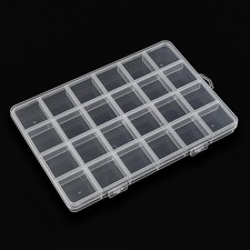 1Pc 24 Grids Plastic Bead Organizer Largre Clear Jewelry Storage Box with Fixed