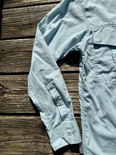 Simms Guide Series Pro Mens M Medium Fishing Shirt Blue Vented Long Sleeve UPF - Picture 8 of 15