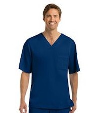 Grey's Anatomy by Barco Men's 3-Pocket V-Neck Scrub Top Indigo 0103