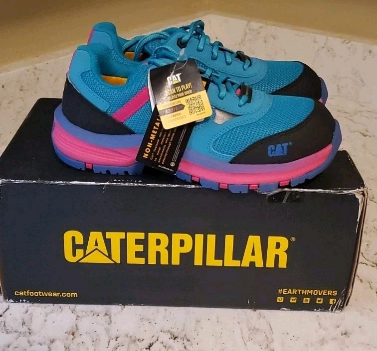 Zapatos de trabajo de seguridad con puntera compuesta azul negro talla 5 Caterpillar Quake para mujer Foto 2 de 4