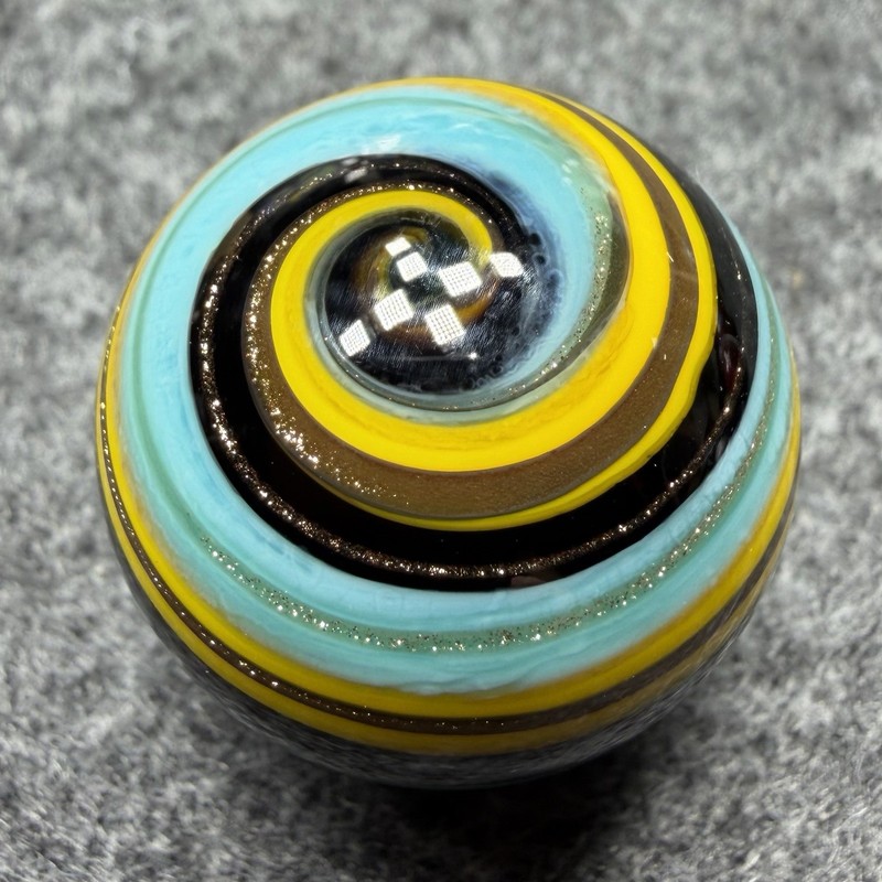 Handmade Marble Gold Lutz ( Corkscrew - Spiral ) 1 Inch +-  (S18)