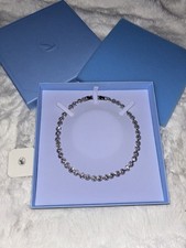 SWAROVSKI Silver Angelic Tennis Crystal Necklace With Blue Swan Box, IMMACULATE!