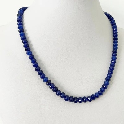 4x6 mm Facettiert Natürlich Brasilien Blau Saphir Perlen Edelstein Halskette Schmuck