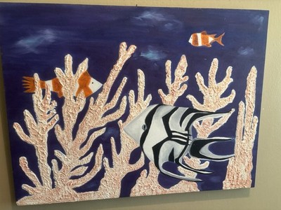 OOAK  - Original UNDER THE SEA OCEAN COLORFUL FISH  Painting on CANVAS