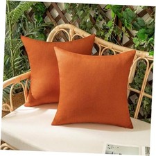 Set of 2 Outdoor Waterproof Throw Pillow Covers 20" x 20" Pack of 2 Orange