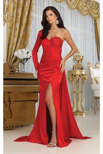 Womens Dresses For Formal Prom Long Sweetheart One Shoulder Sheath Plus Size - Picture 17 of 29