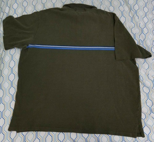 Vintage 90s Ralph Lauren Striped Polo Green Blue Black Spellout Logo XXL 2XL - Picture 4 of 4