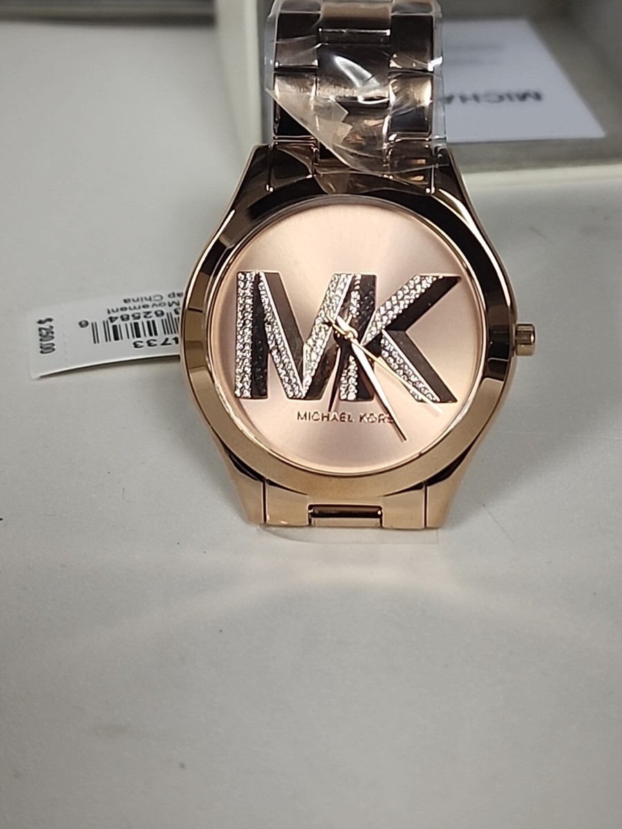 Michael Kors Women's Slim Runway Logo Rose Gold-Tone Steel