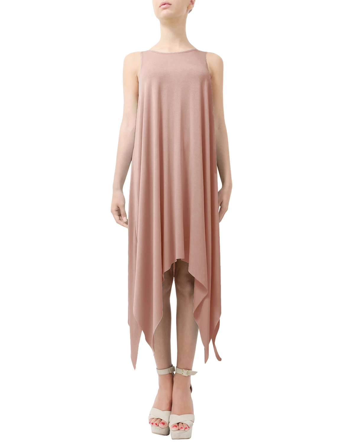 OFF WHITE Abito donna NE People maxi senza maniche lungo orlo a fazzoletto made in USA NEWDR16