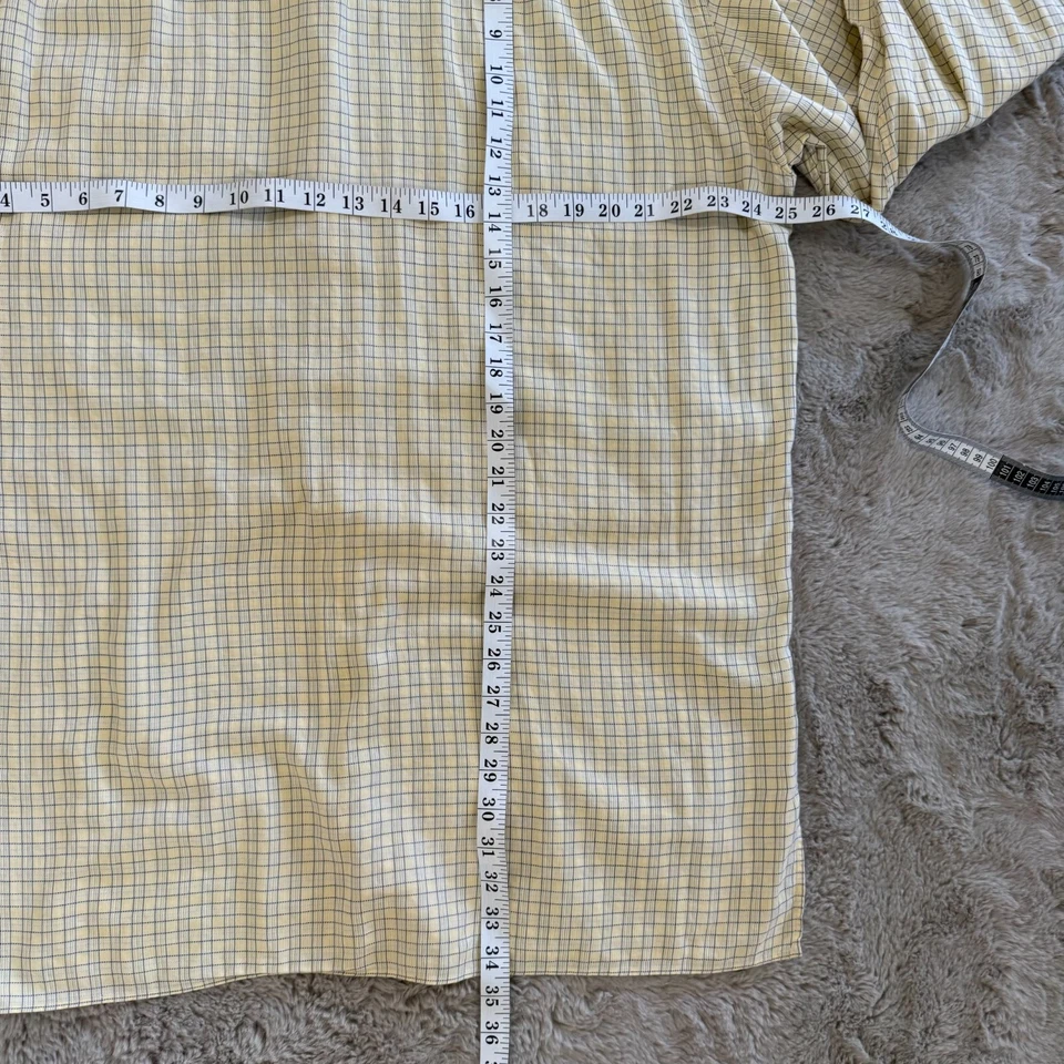 Camisa de vestir Ermenegildo Zegna para hombre a cuadros amarillos - manga larga LT, hecha en Italia Foto 4 de 4