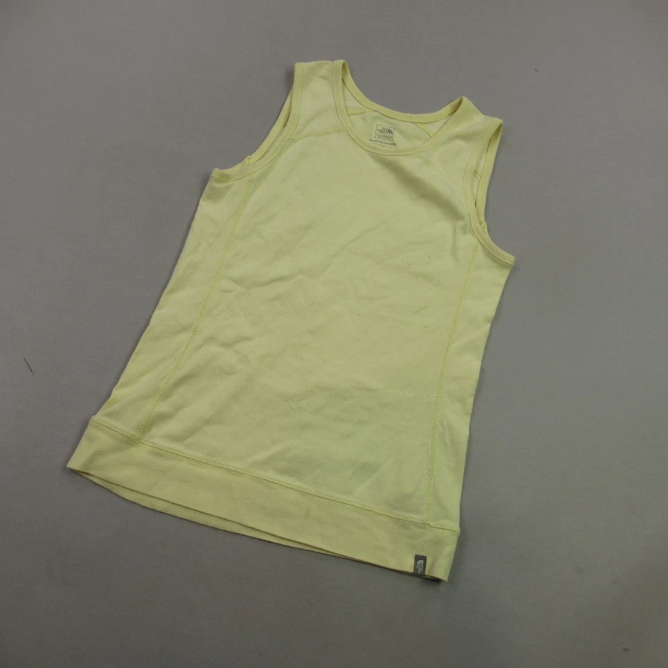 Camiseta sin mangas North Face para mujer pequeña amarilla sin mangas ligera elástica entrenamiento Foto 2 de 4