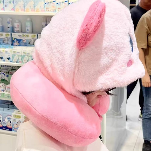 2pcs Cute Kirbuy U-Shaped Soft Hooded Daily Travel Neck Pillow Soft Plush Pillow - Picture 7 of 12