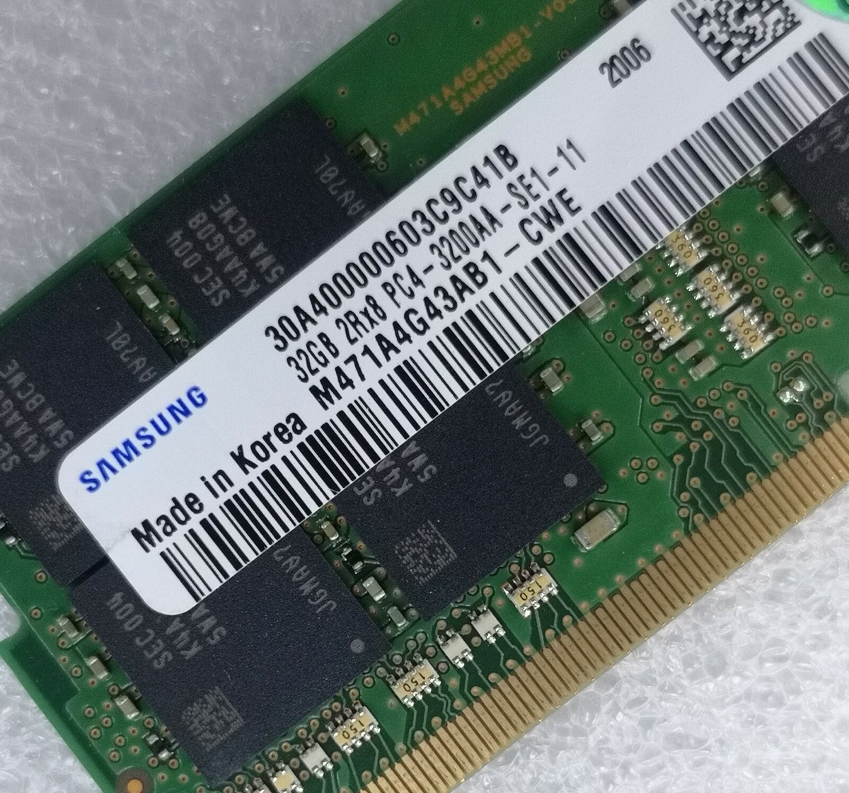 Samsung 32GB DDR4 3200 Laptop SODIMM RAM M471A4G43AB1-CWE