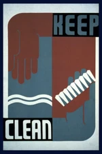 KEEP CLEAN HAND WASH TOOTH BRUSHING HYGIENE HEALTH VINTAGE POSTER REPRO