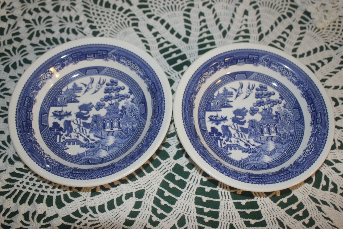 Lot of two Blue Willow by Crown Lynn New Zealand D254 Cereal Bowls