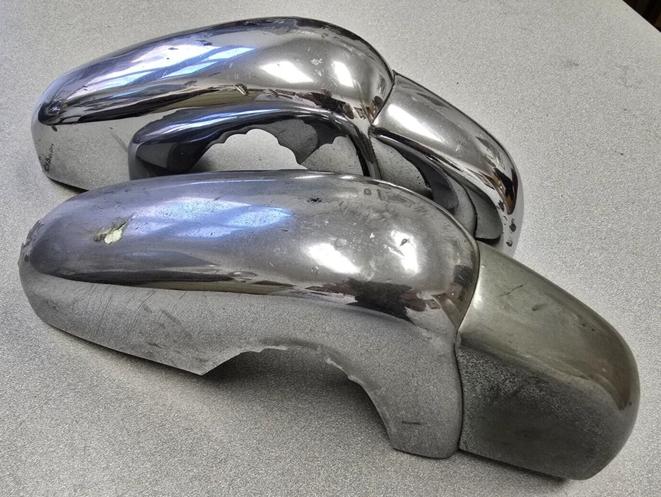 PAR DE ANULADORES PARACHOQUES DELANTEROS CROMADOS ORIGINALES USADOS PORSCHE 356B 356C 356SC #12 Foto 3 de 4