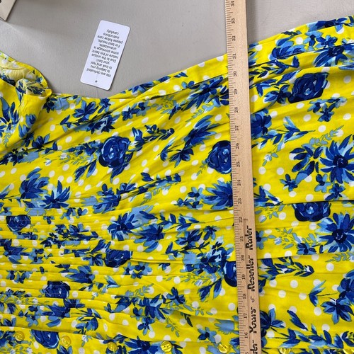 Woman Within Maxi Dress Womens 32W Yellow Blue Floral Polka Dot Cottage core NEW - 第 8/14 張圖片