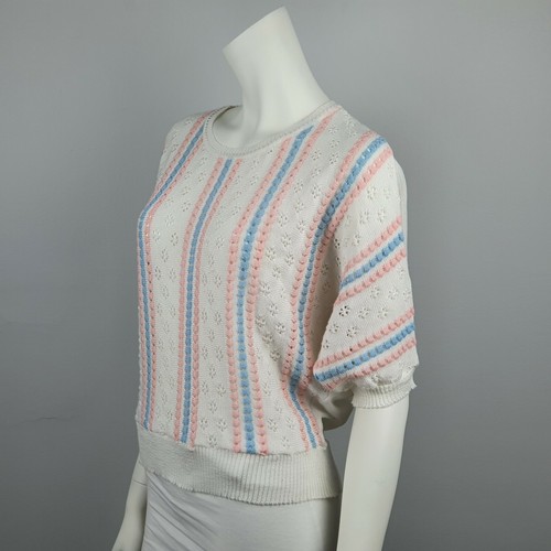 Vintage Olympic Knitwear Size 12 Knit Short Sleeve Top Blouse 90s 80s Women's - Bild 2 von 10