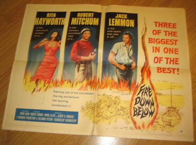 Fire Down Below Original 1/2sh Movie Poster '57 Rita Hayworth, Robert Mitchum 