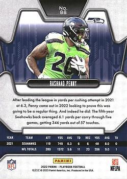 2022 Panini Playbook #88 Rashaad Penny SEAHAWKS - Picture 2 of 2