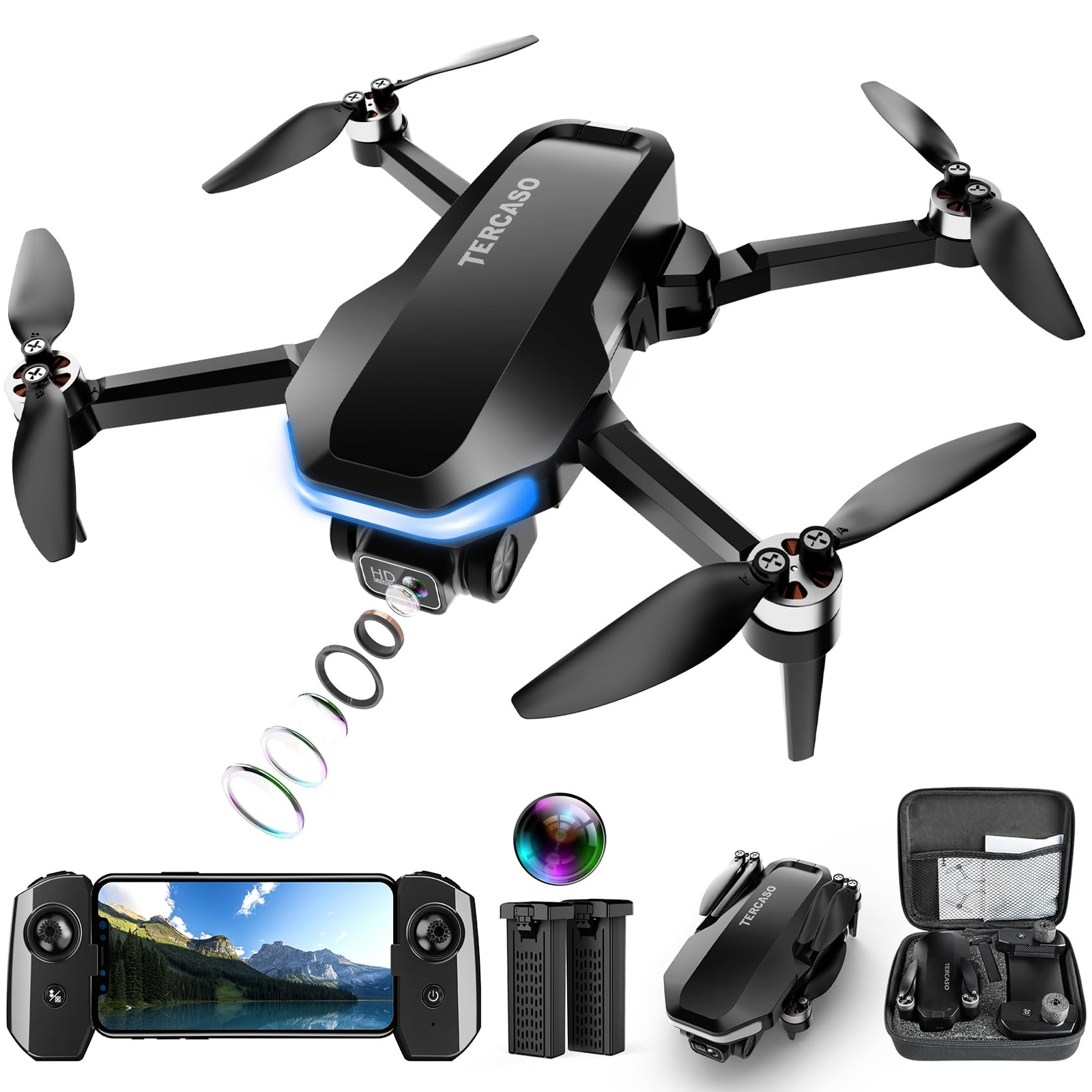 Drone with Camera for Adults 2K HD Camera FPV Live Video Foldable Remote Cont...-image