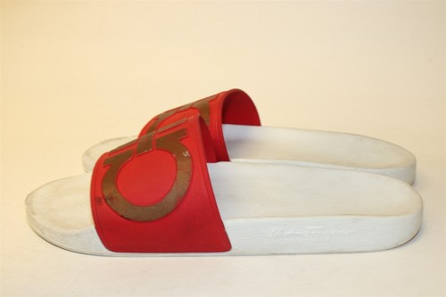 Salvatore Ferragamo Gancini Logo Slides Mens Size 13 M Italy Made Sandals Shoes - Picture 11 of 24