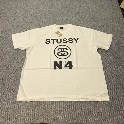 ★【STUSSY】★Stussy Pigment Dyed Stussy No.4 T-Shir.t★ Stussy No. 4 Pigment Dyed Tee Mens XXL Natural Short Sleeve