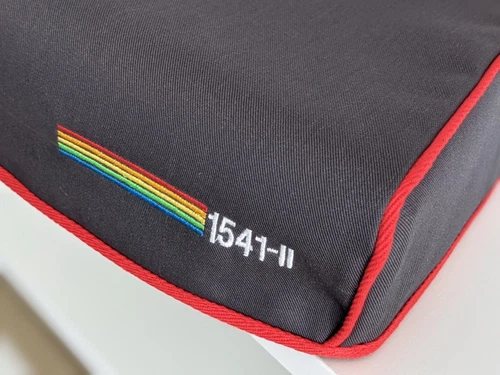 COMMODORE 1541-II disc drive -dust cover-graphite grey cotton canvas- embroidery