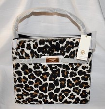 Tory Burch Large Lee Radziwill Double Leopard Shearling Bag Purse Handbag ~ Nwt