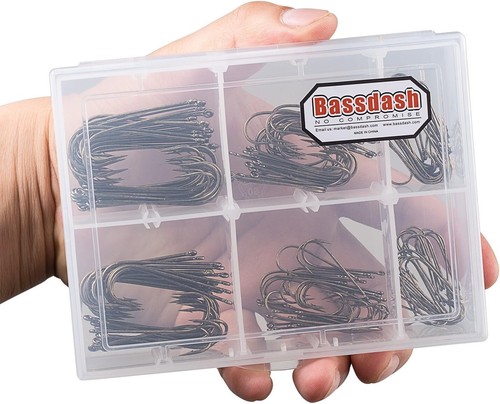 180-Piece Aberdeen Fishing Hooks Set in Light Bronze: Sizes 2/0 to 8 with Tac... - Picture 7 of 7
