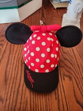 Disney Parks Minnie Mouse Polka Dot Baseball Hat Cap Ears Size Youth