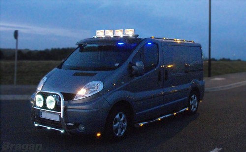 Roof Bar + LEDs For Nissan Primastar 2002 - 2014 Stainless Spot Lamps Light Bar - Picture 4 of 7