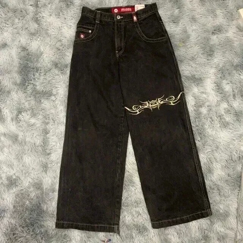 Unisex JNCO Hip-Hop Baggy Freizeit Skateboard Denim Retro weites Bein Hose Jeans - Bild 6 von 36