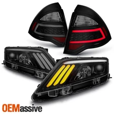 Fit 2010 2011 2012 Fusion Black Smoked Projector Headlights+Full LED Tail Lights