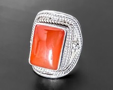 Vtg Chunky Artisan Wide Braid Sterling Silver Dome Coral Statement Ring S7.5