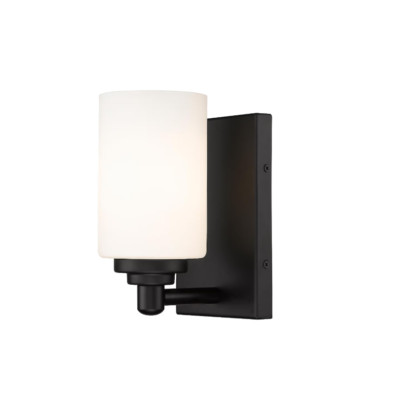 Unbranded 1-Light Matte Black Wall Sconce with White Glass Shade 485-1S-MB
