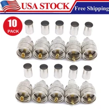 10-Pack UHF PL-259 Male Crimp Type RF Connectors for RG8 RG213 LMR400 Coax Wire