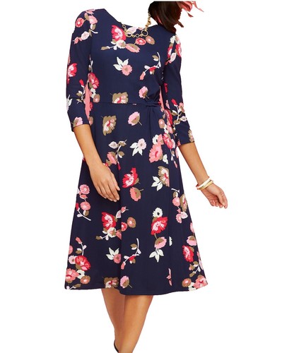 cocktail dresses talbots Black Flared Sleeve V-Neck Midi Dress