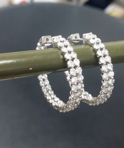 1.20Ct Round Cut Lab Created Diamond Huggie Hoop Earrings 14K White Gold Plated