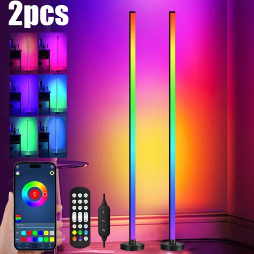 2 X Smart LED Floor Lamp RGB Remote & APP Control Music Sync Corner Lighting - Picture 1 of 12