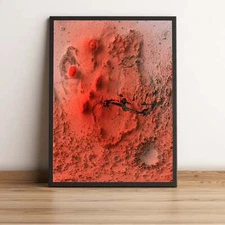 Mars Map, Mars 2D Relief Map, Mars Vintage Map - 2D Flat Print