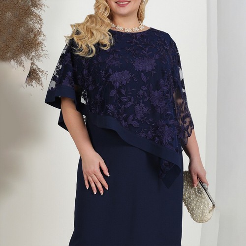 Plus Size Womens Sexy Mesh Bodycon Midi Dress Ladies Evening Party Gown Dresses - Picture 14 of 22