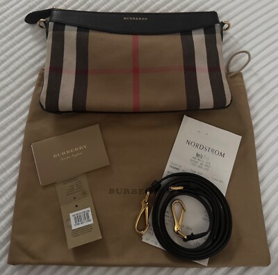 Burberry Peyton House Check Black Derby Canvas Crossbody