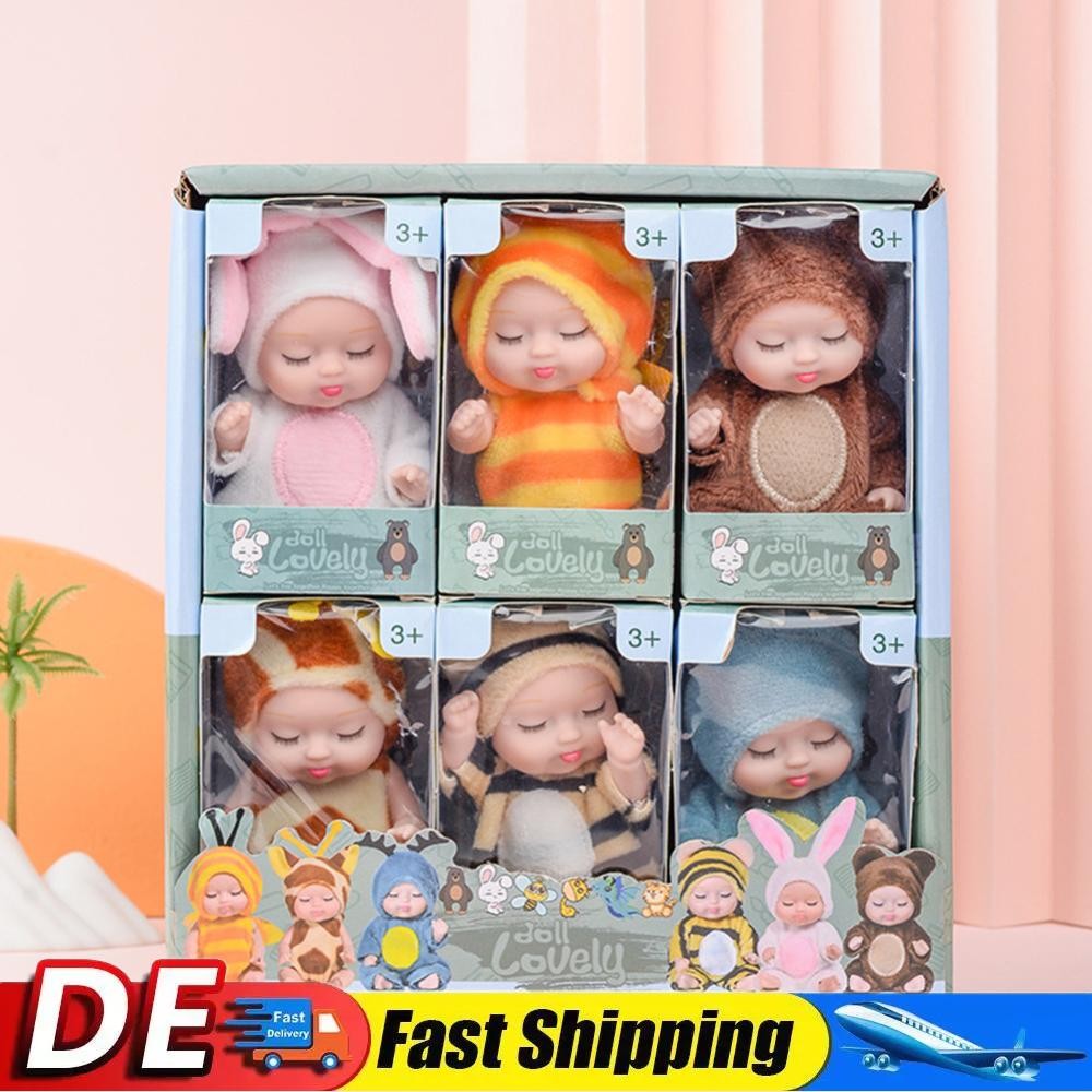 6 Stück 11 cm Mini-Reborn-Babypuppe, Simulation Wiedergeburtspuppen, Spielzeug,