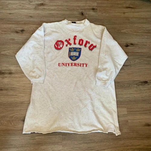 Vintage 80s Oxford University Nightshirt Oversized Tunic Heather Grey - Medium - product listing photo