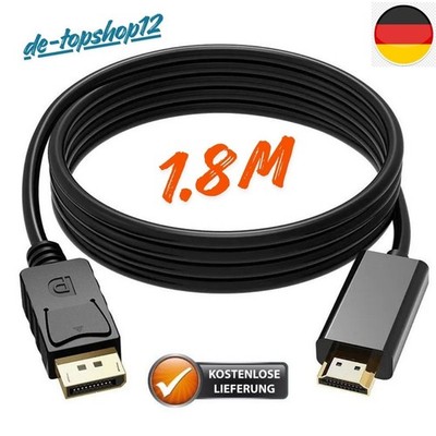 DisplayPort auf HDMI Kabel 1,8M 4K UHD | DP 1.2 zu HDMI 1.4 Adapter Kabel für PC