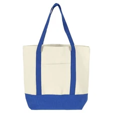 Canvas Tote Bag with Zipper 16" x 14" x 4" Canvas Bag Tote Bag Blue