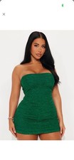 Cataleya Glitter Mesh Mini Dress - Green Size: XL